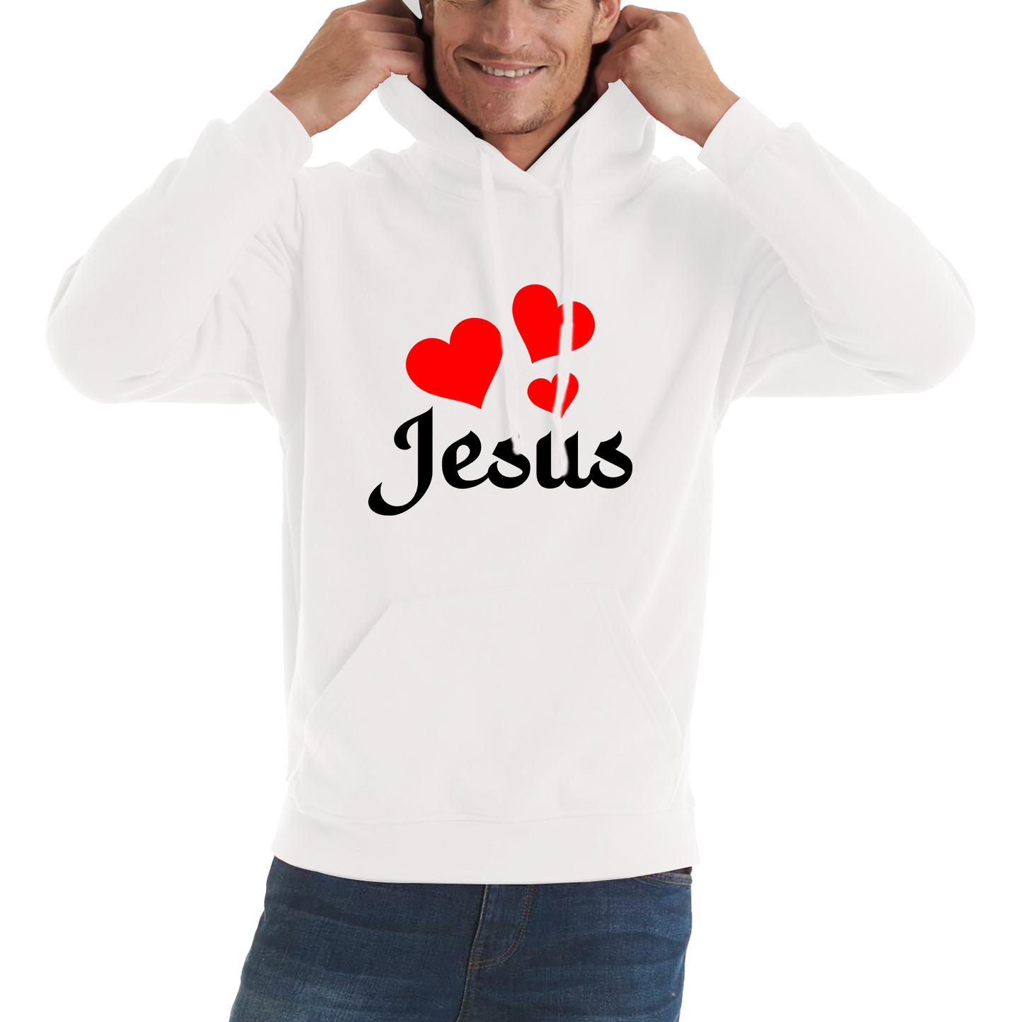 Love Jesus Hearts Jesus Christ Christians Religious Spirituality Believe Unisex Hoodie