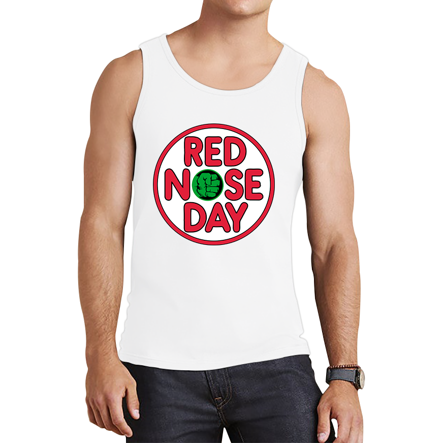 Marvel Avengers Hulk Hand Red Nose Day Tank Top. 50% Goes To Charity
