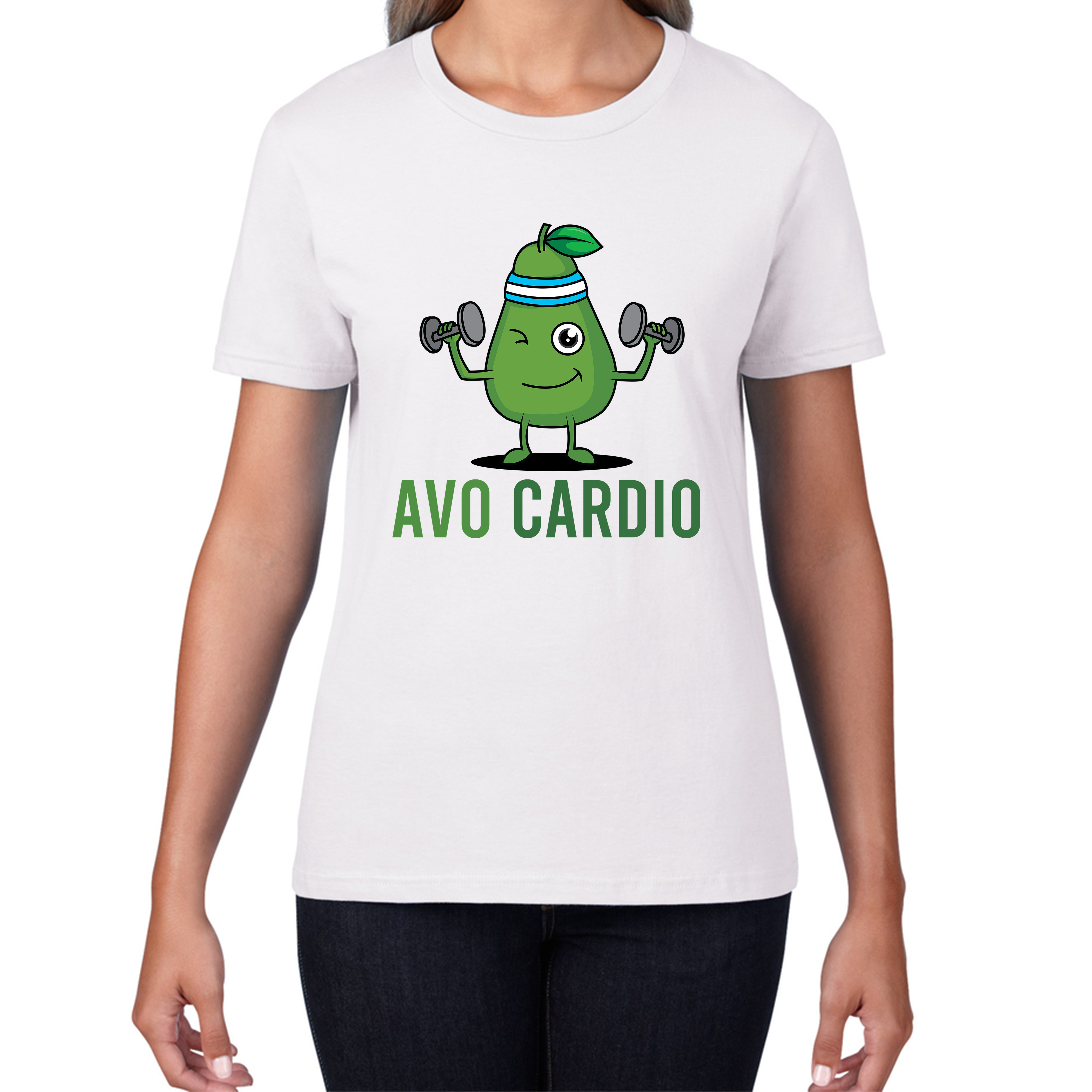 Avo Cardio Funny Avocado Fitness Ladies T Shirt