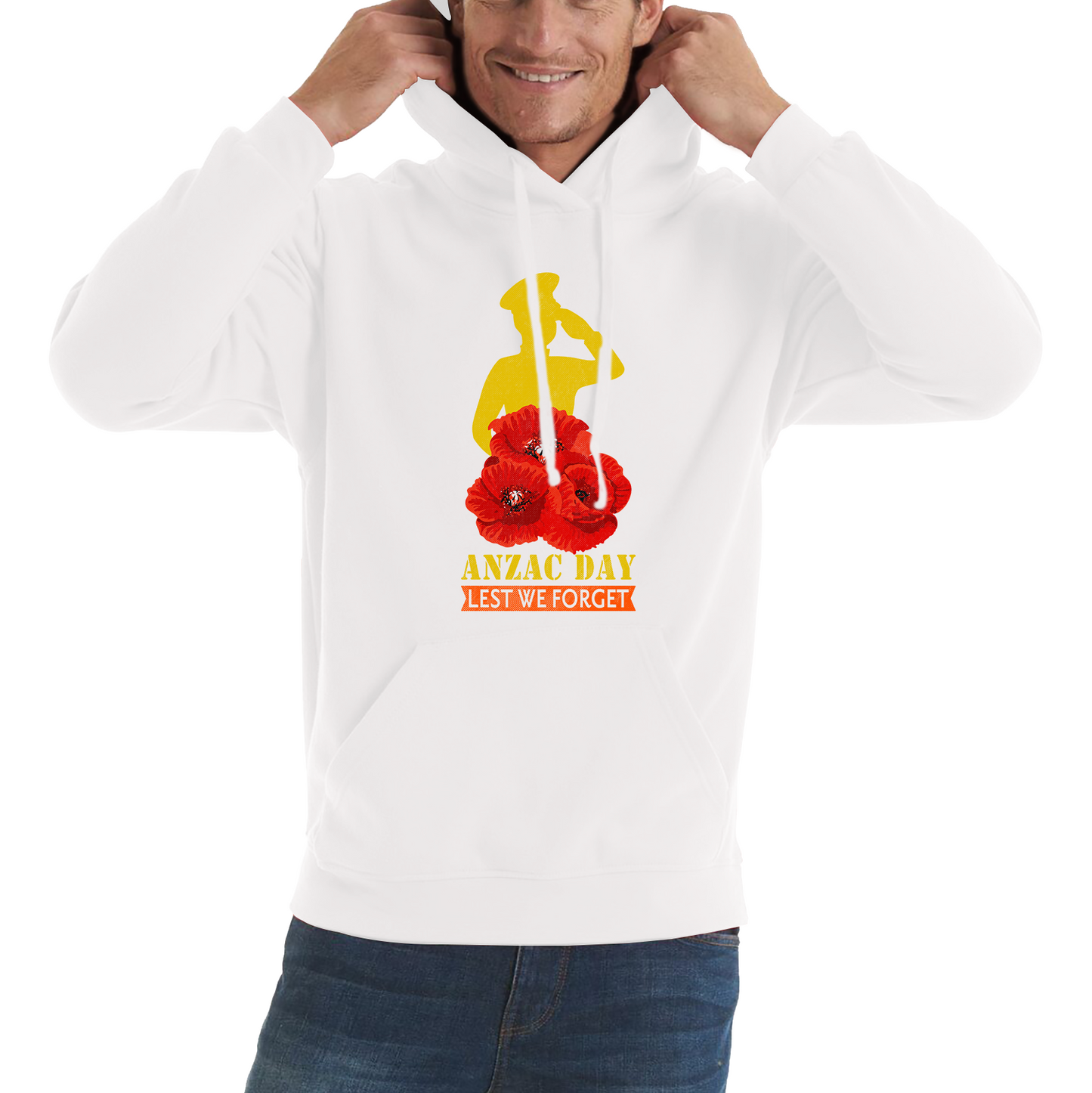 Anzac Day Lest We Forget Poppy Flowers British Veteran Hoodie
