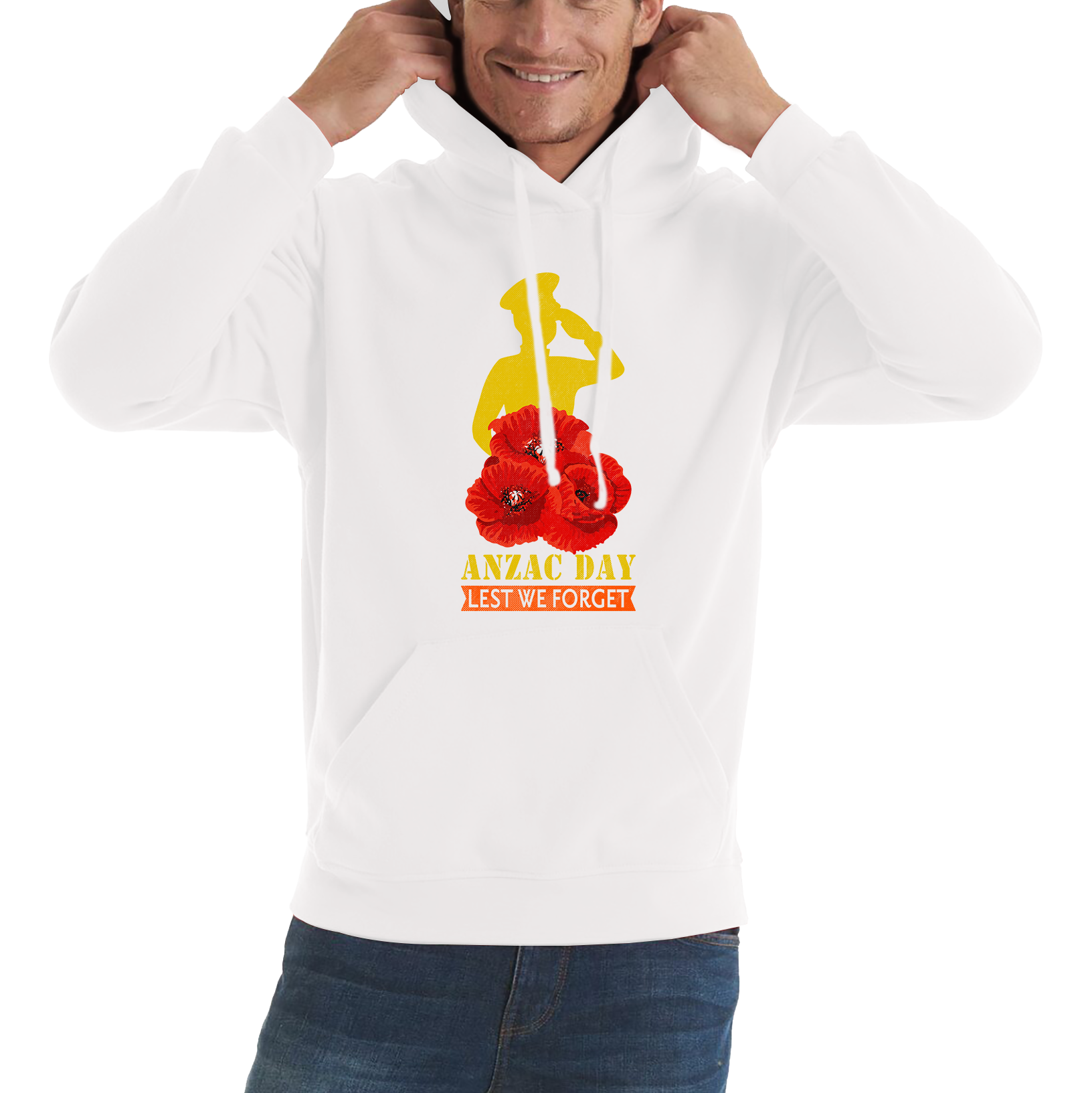 Anzac Day Lest We Forget Poppy Flowers British Veteran Hoodie