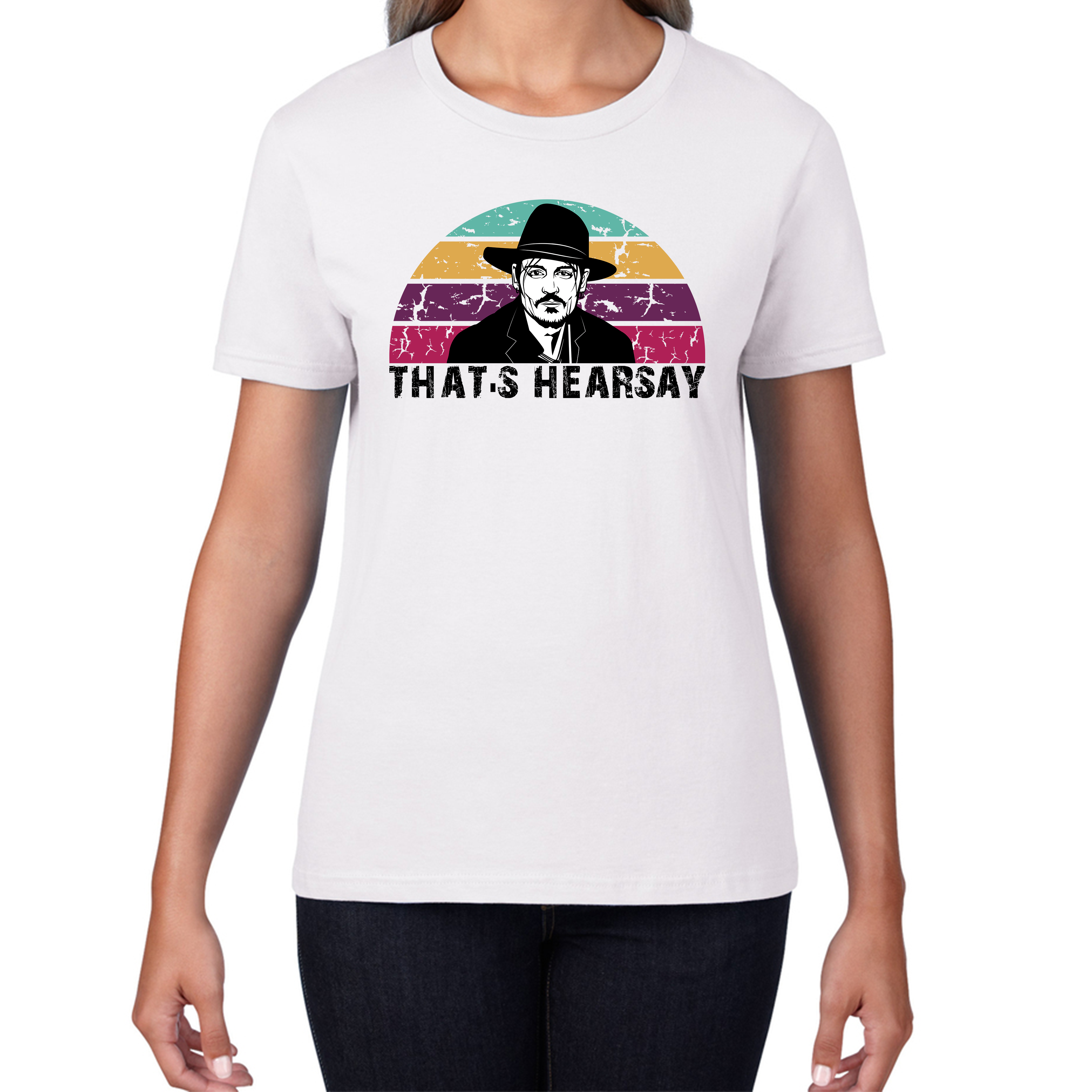 That's Hearsay Vintage T-Shirt Justice For Johnny Depp Stand Support Him Womens Tee Top