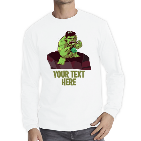 Personalised Your Text Hulk Shirt Comic Superhero Birthday Gift Long Sleeve T Shirt