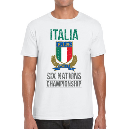 Italia Flag Logo Rugby Cup European Support World Six Nations Championship Mens Tee Top