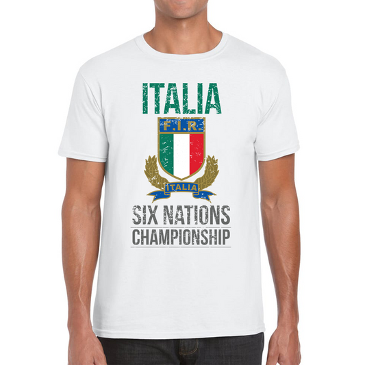 Italia Flag Logo Rugby Cup European Support World Six Nations Championship Mens Tee Top