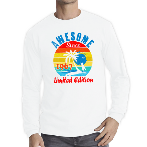 Awesome Since 1967 Limited Edition Shirt Vintage A Cool Palm Tree Beach Sunset Long Sleeve T Shirt