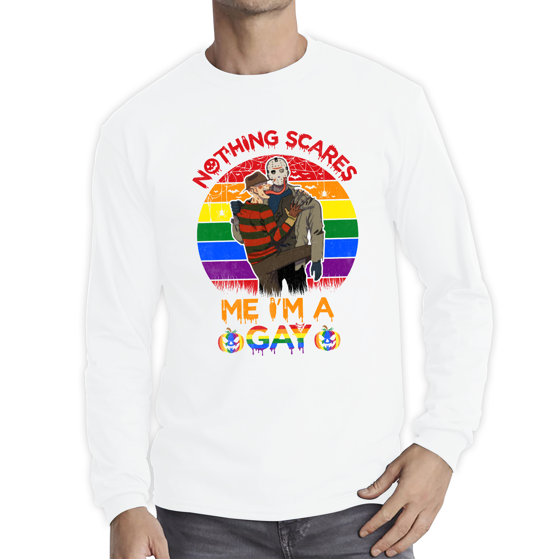 Nothing Scares Me I'm A Gay Pride LGBT Jason Voorhees Freddy Krueger Love Pride Long Sleeve T Shirt
