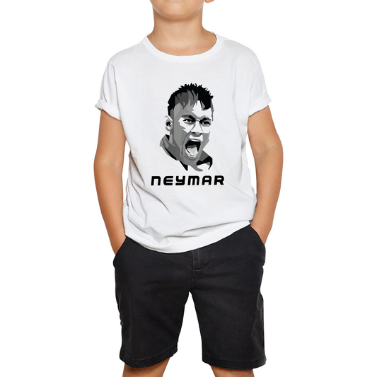 Football Player Retro Style Portrait Brazil Soccer Player Brazilian Professional Footballer Sports Champion Kids Tee