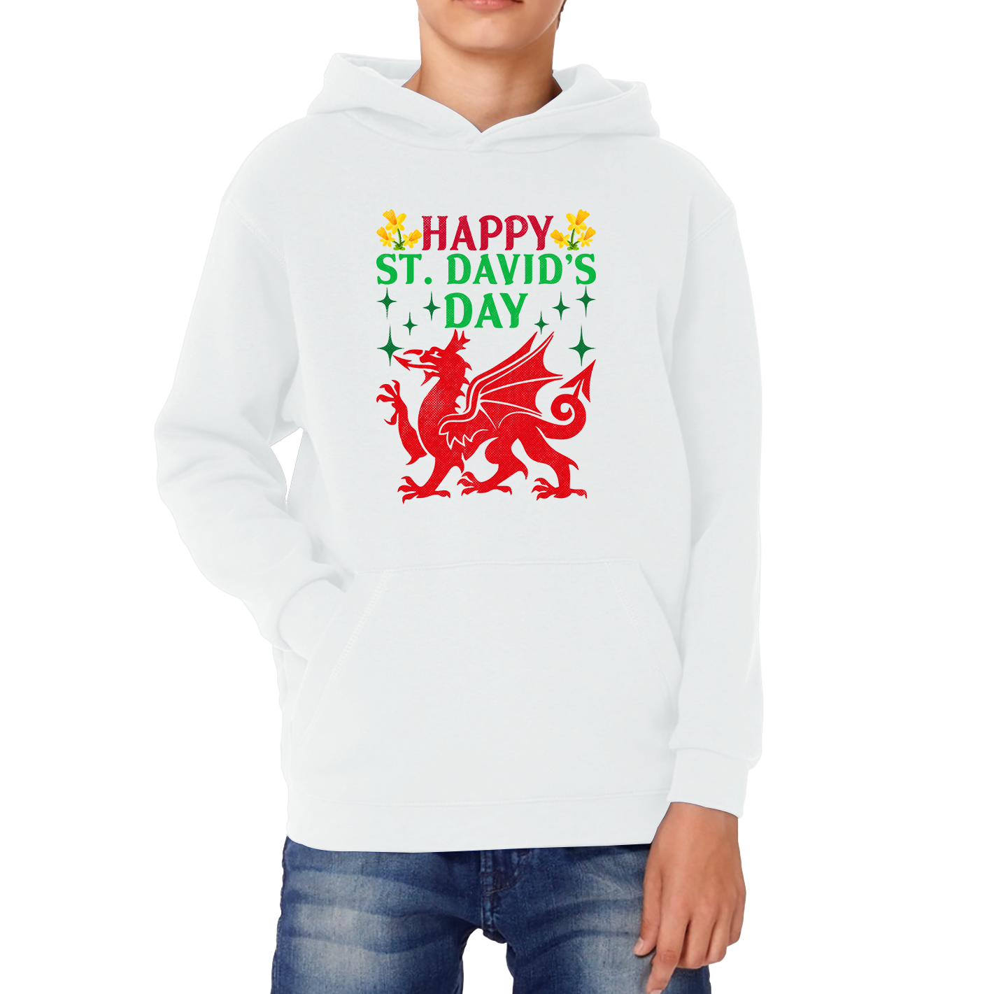 Happy St. David's Day Dragon Welsh Dragon Saint Welsh Language Wales Party Kids Hoodie