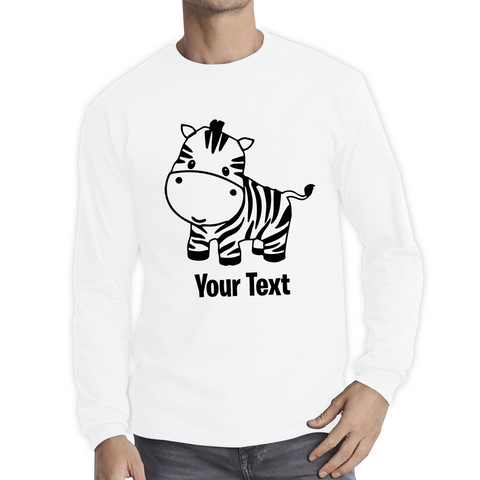 Personalised Cute Little Zebra Your Name Safari Animal Zoo Jungle Long Sleeve T Shirt