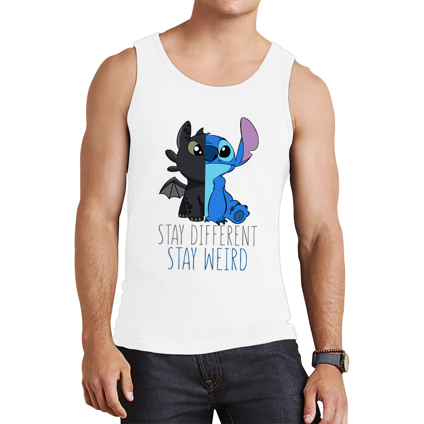 Disney Stitch and Toothless Stay different Stay Weird Tank Top