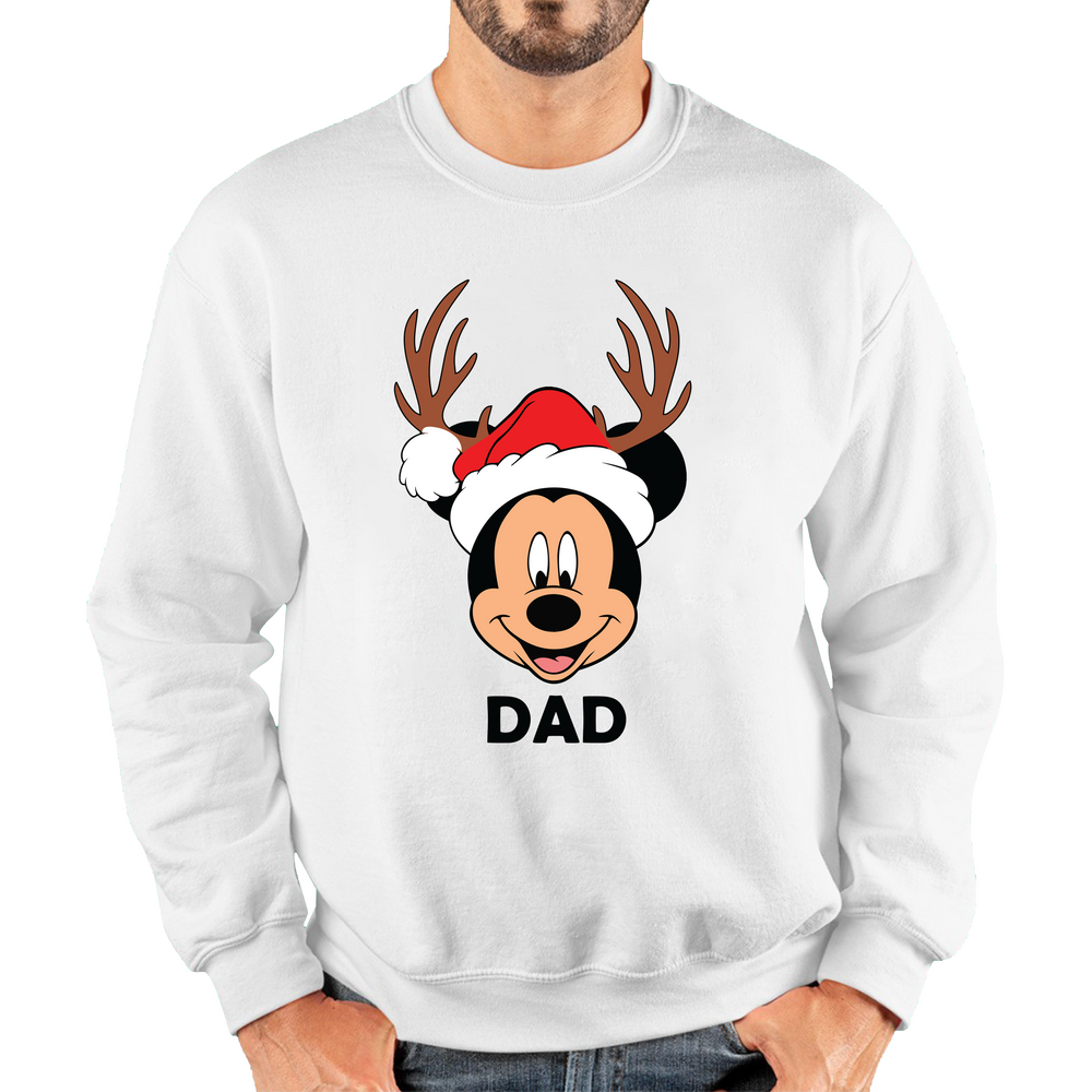 Mickey Mouse Dad Satna Hat Reindeer Father's Day Jumper Xmas Funny Father's Day Gift Unisex Sweatshirt