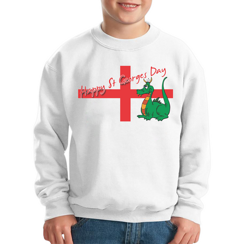 Happy St. George's Day Cute Dragon England Flag Funny Saint George Kids Sweatshirt