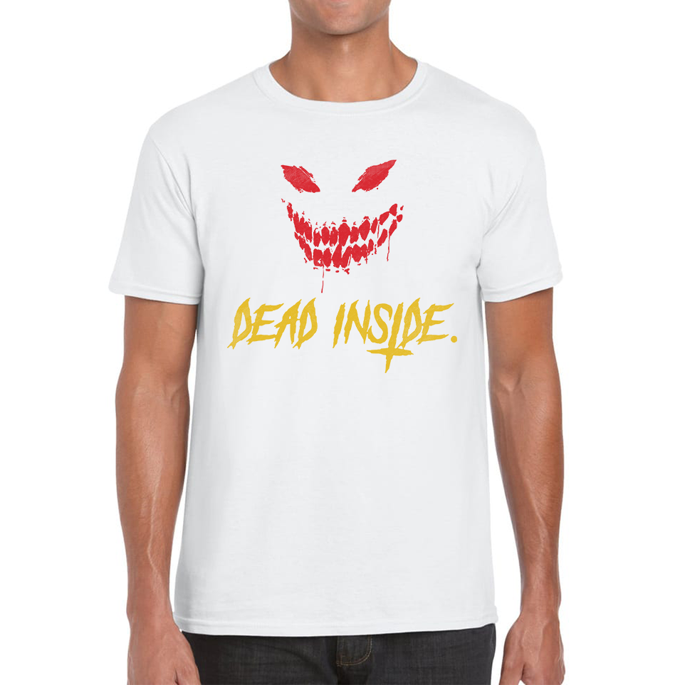 Dead Inside Scary and Horror Face Scary Skull Face Mens Tee Top