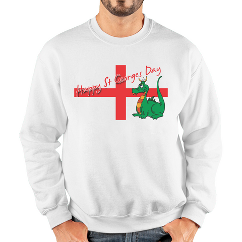Happy St. George's Day Cute Dragon England Flag Funny Saint George Adult Sweatshirt