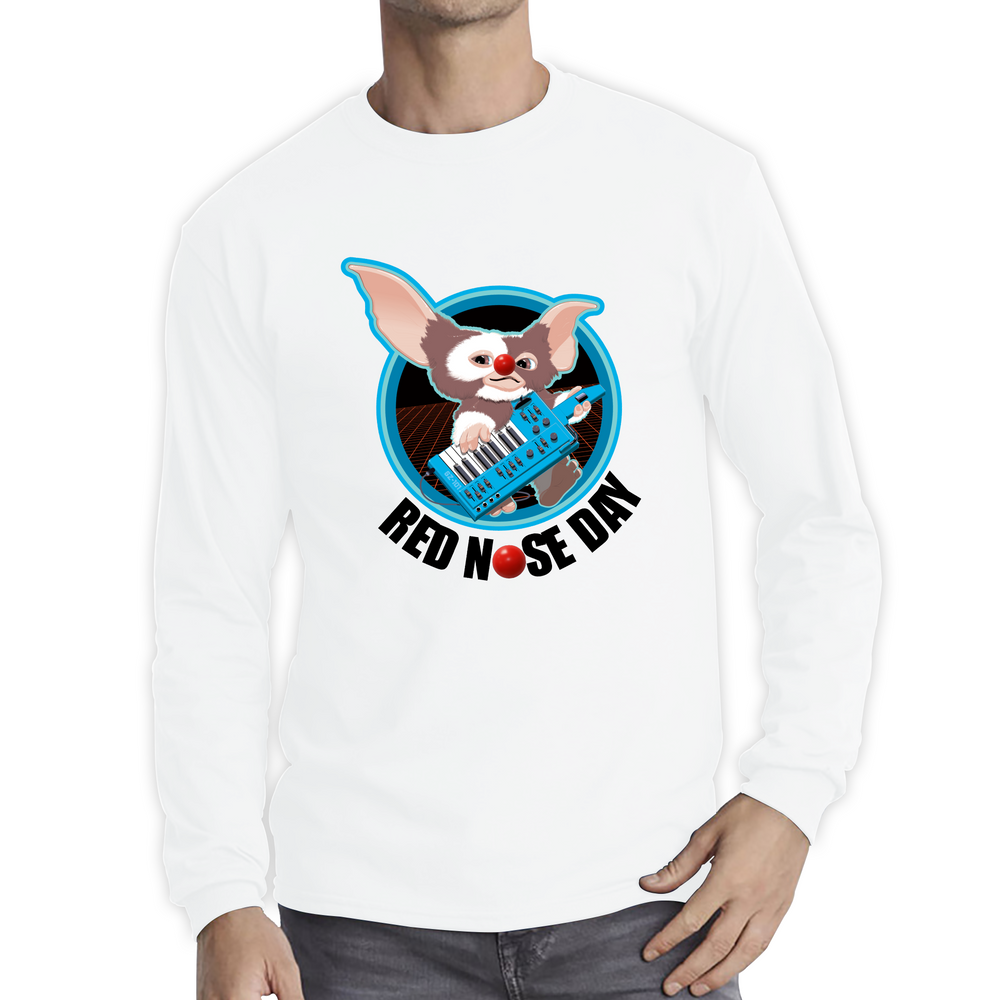 Gremlins Gizmo Piano Red Nose Day Adult Long Sleeve T Shirt. 50% Goes To Charity
