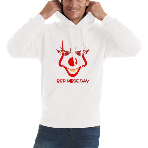 Pennywise Clown Face Red Nose Day Funny Comic Relief Adult Hoodie. 50% Goes To Charity