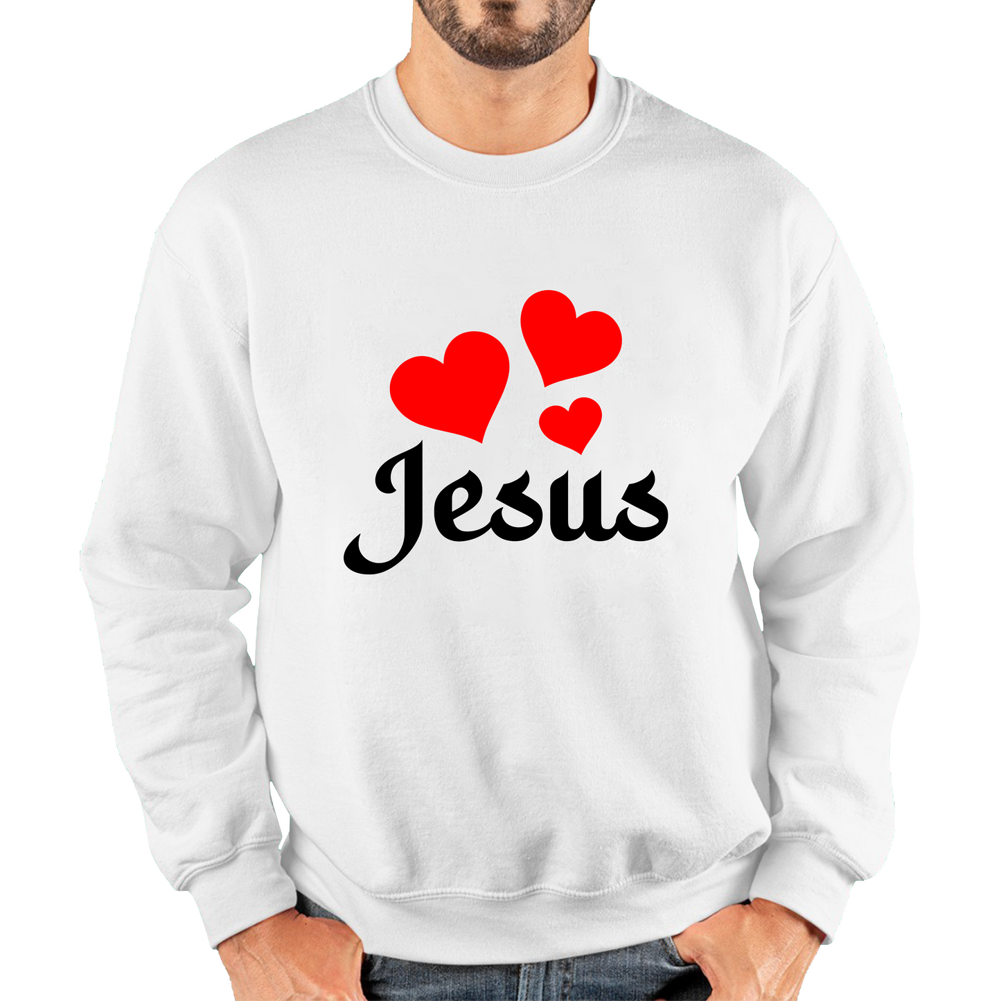Love Jesus Hearts Jesus Christ Christians Religious Spirituality Believe Unisex Sweatshirt