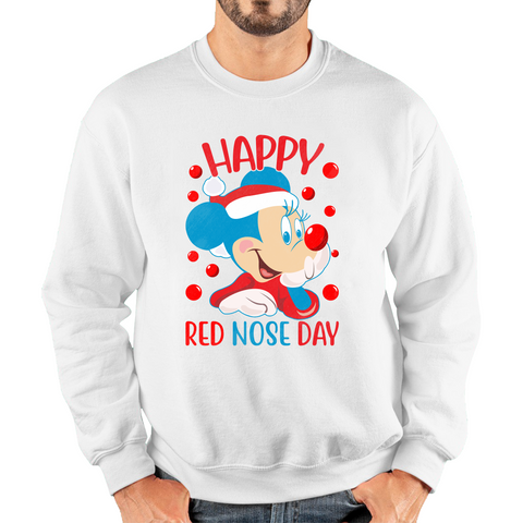 Happy Red Nose Day Mickey Mouse Red Nose Day Minnie Mickey Mouse Comic Relief Disneyland Cartoon Lover Unisex Sweatshirt