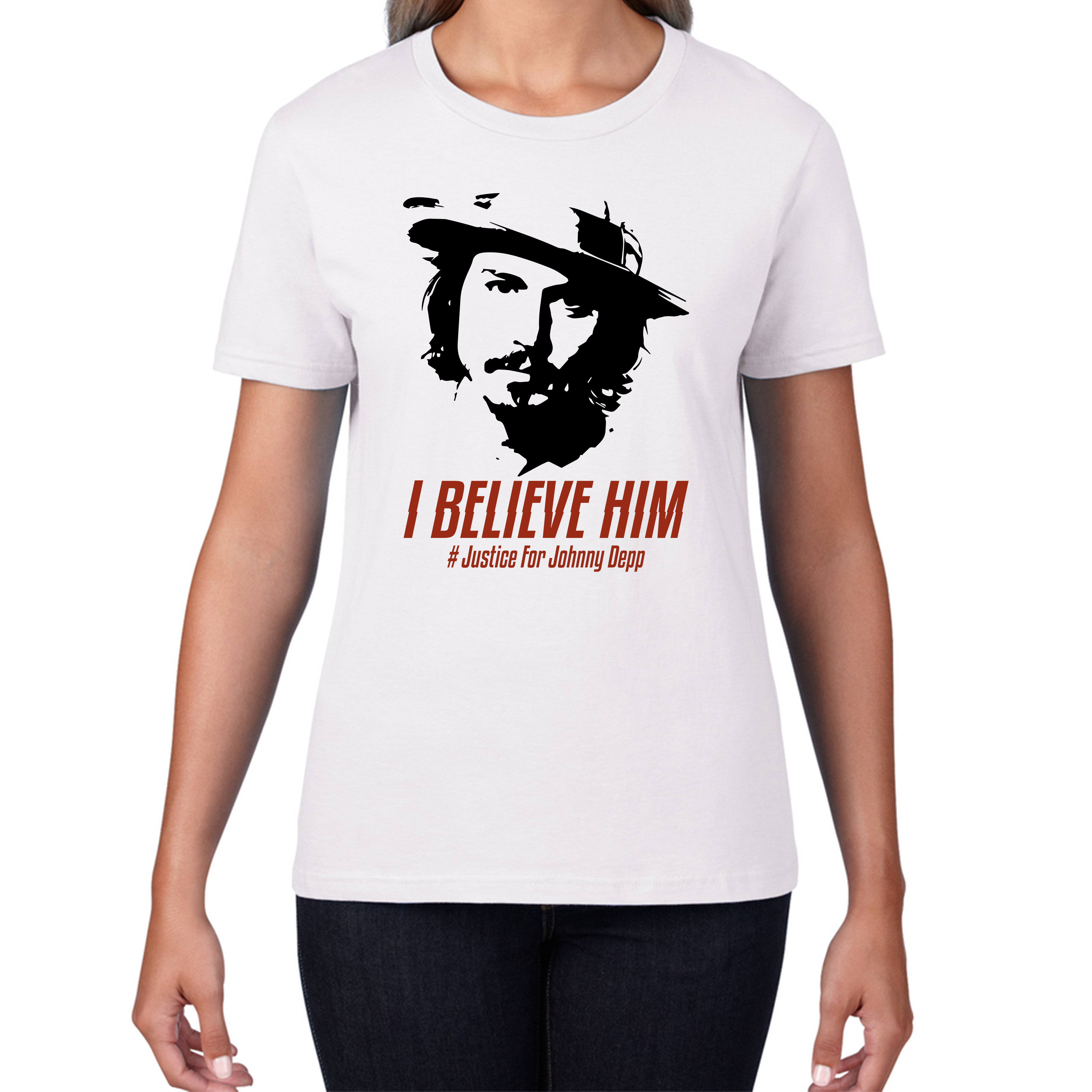 I Believe Him, Justice For Johnny Depp T-Shirt Stand With Johnny Depp Womens Tee Top