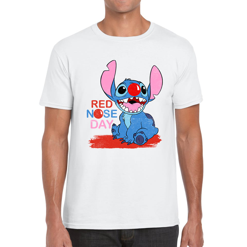 Ohana Disney Stitch Red Nose Day Adult T Shirt. 50% Goes To Charity