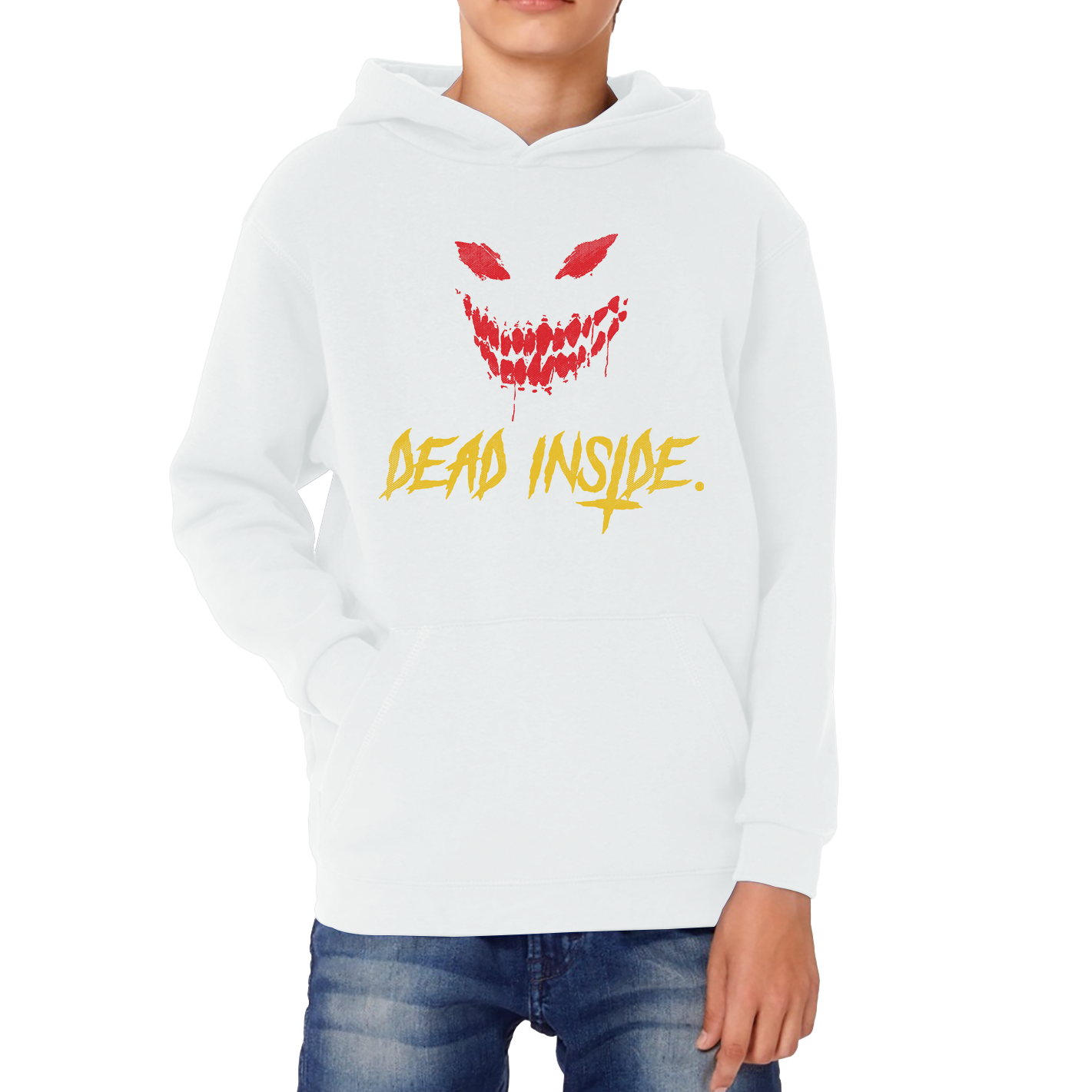 Dead Inside Scary and Horror Face Scary Skull Face Kids Hoodie