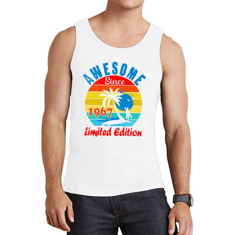 Awesome Since 1967 Limited Edition Vest Vintage A Cool Palm Tree Beach Sunset Tank Top
