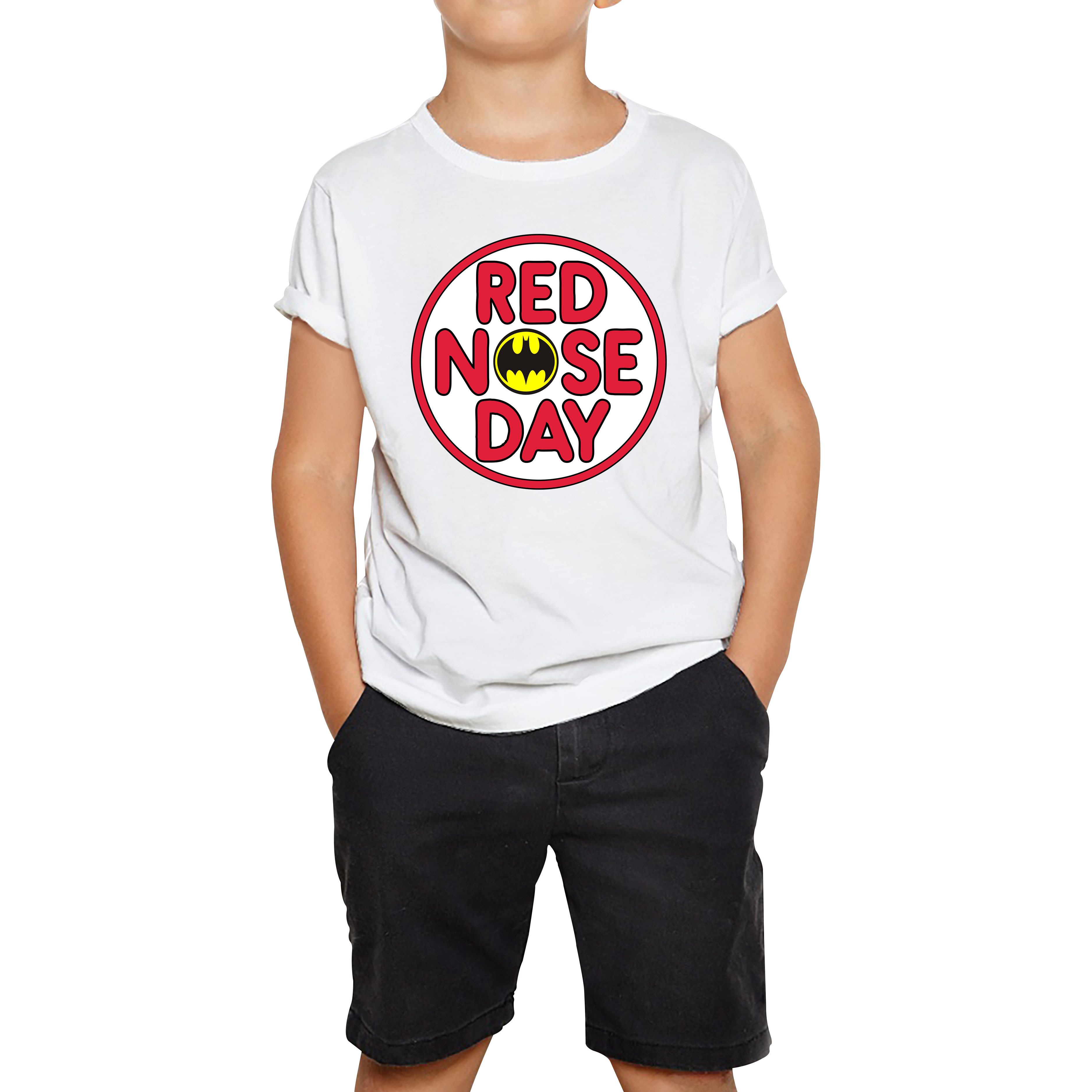 Batman Red Nose Day Kids T Shirt. 50% Goes To Charity