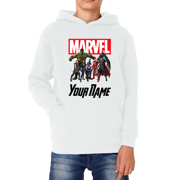Personalised Marvel Avengers Superheroes Team Your Custom Name Kids Hoodie