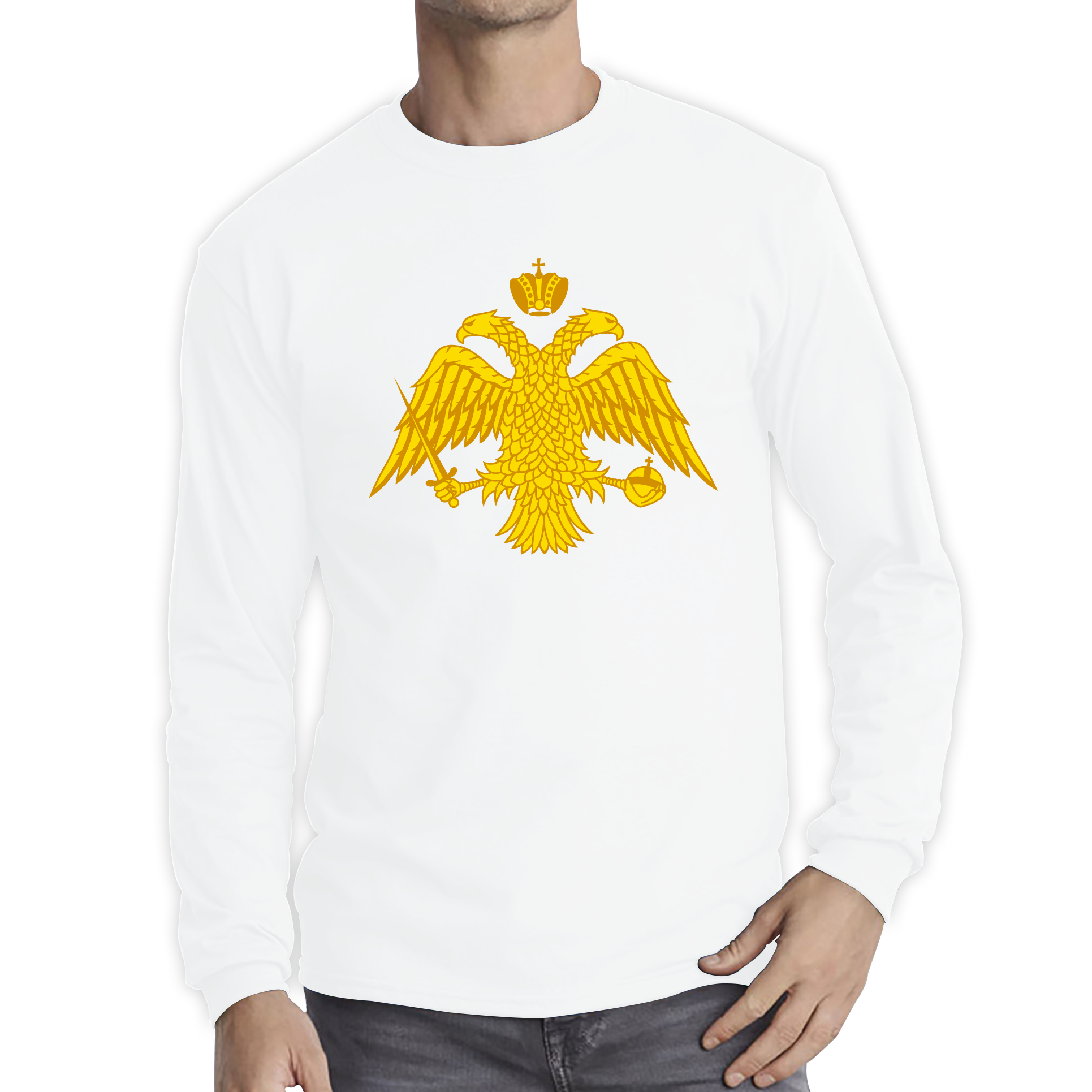 Byzantine Empire Byzantium Double Headed Eagle Symbol - Double Headed Eagle Orthodox Adult Long Sleeve T Shirt