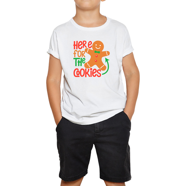 Gingerbread Here For The Cookies Funny Xmas Cookies Kids Tee
