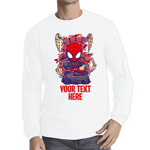 Personalised Your Text Spiderman Shirt Marvel Avenger Superhero Birthday Gift Long Sleeve T Shirt