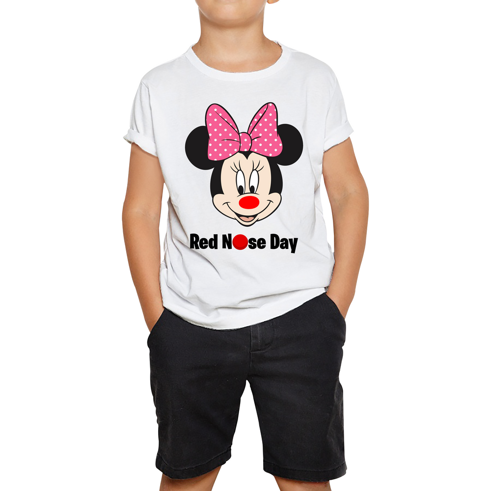 Disney Minnie Mouse Red Nose Day Kids T Shirt. 50% Goes To Charity