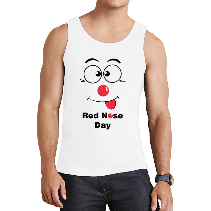 Funny Emoji Face Red Nose Day Tank Top. 50% Goes To Charity