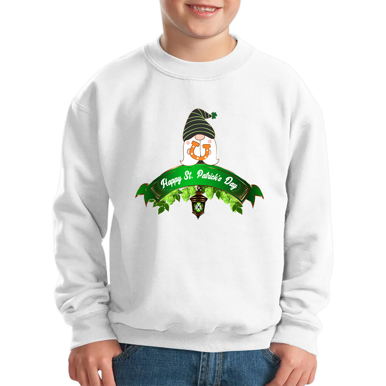 Happy St. Patrick's Day Leprechaun Gnome Irish Gnomes Lucky Gnomes Saint Patricks Day Kids Jumper