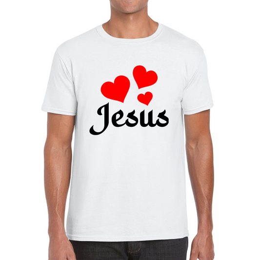 Love Jesus Hearts Jesus Christ Christians Religious Spirituality Believe Mens Tee Top