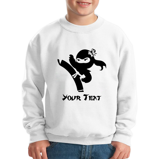 Personalised Ninja Girl Your Text Retro Ninja Warrior Martial Arts Judo Karate MMA Kids Jumper
