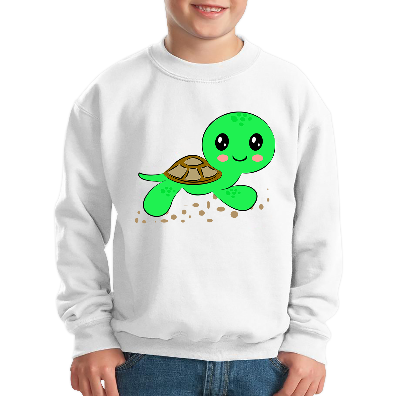 Swimming Cartoon Turtle, Funny Cute Little Sea Turtle Kids Jumper