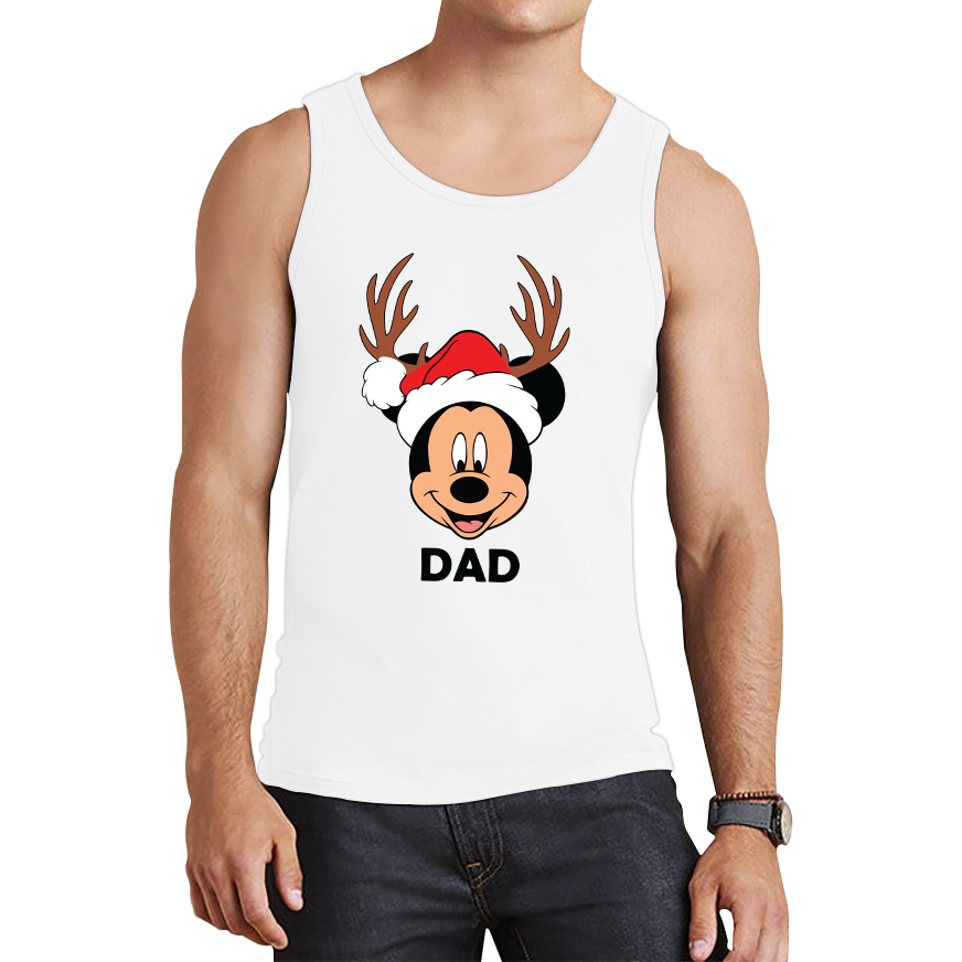 Mickey Mouse Dad Satna Hat Reindeer Father's Day Vest Xmas Funny Father's Day Gift Tank Top
