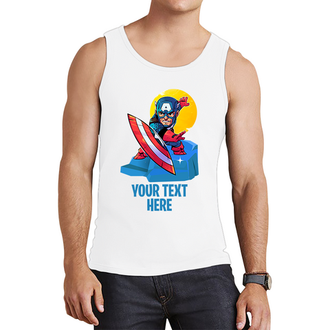 Personalised Your Text Captain America Vest Marvel Avenger Superhero Birthday Gift Tank Top
