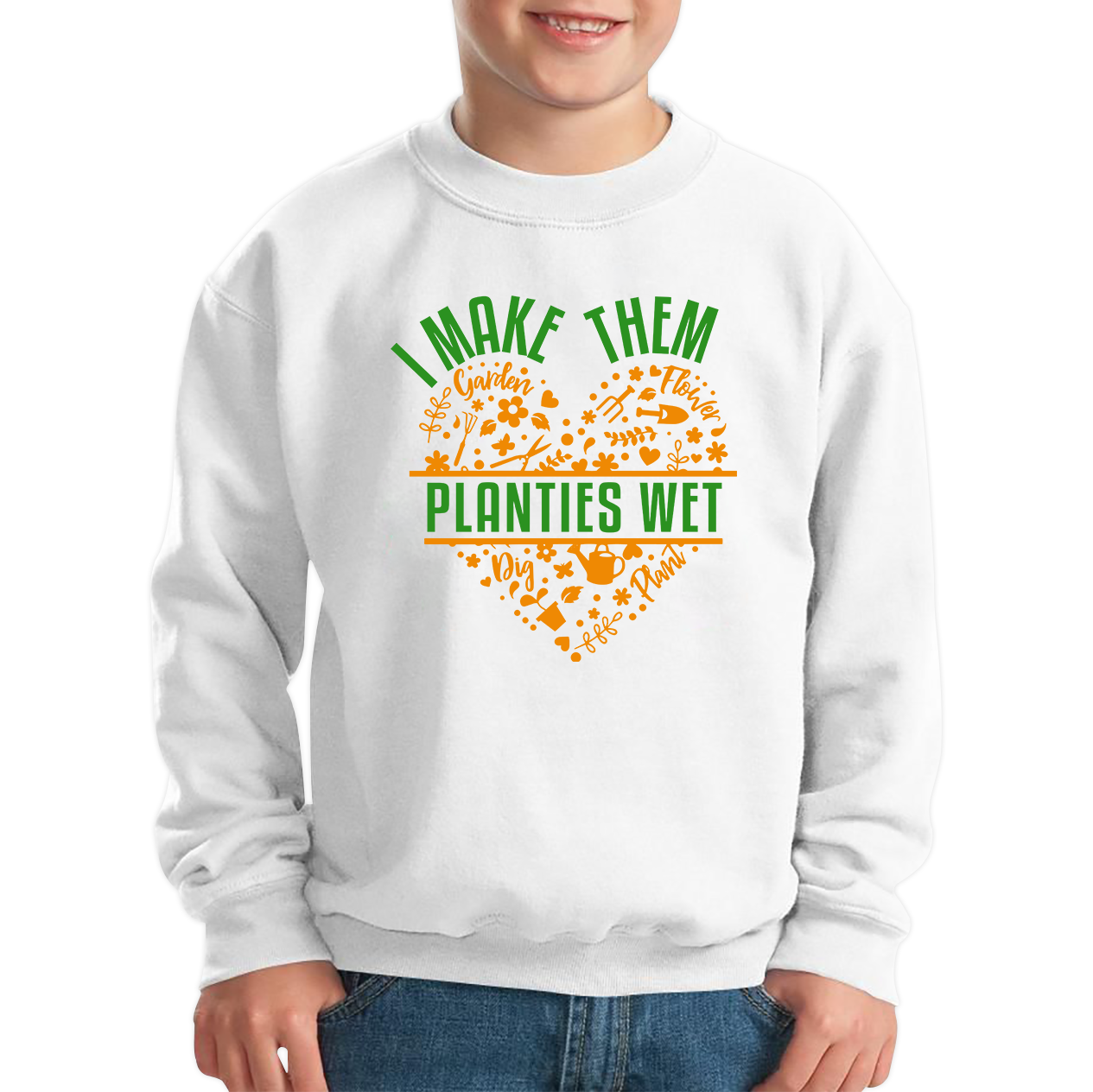 I Make Them Planties Wet Gardener Funny Gardening Kids Sweatshirt