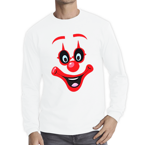 Funny Clown Face Red Nose Day Adult Long Sleeve T Shirt. 50% Goes To Charity