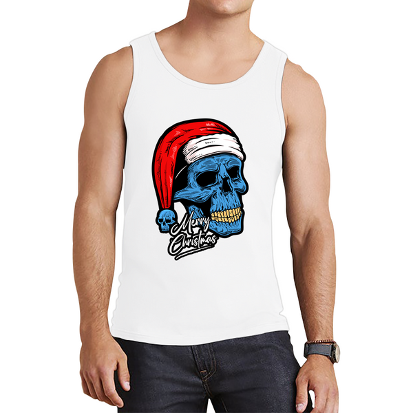 Santa Skull Merry Christmas Skeleton Skull Scary Santa Claus Xmas Holiday Tank Top