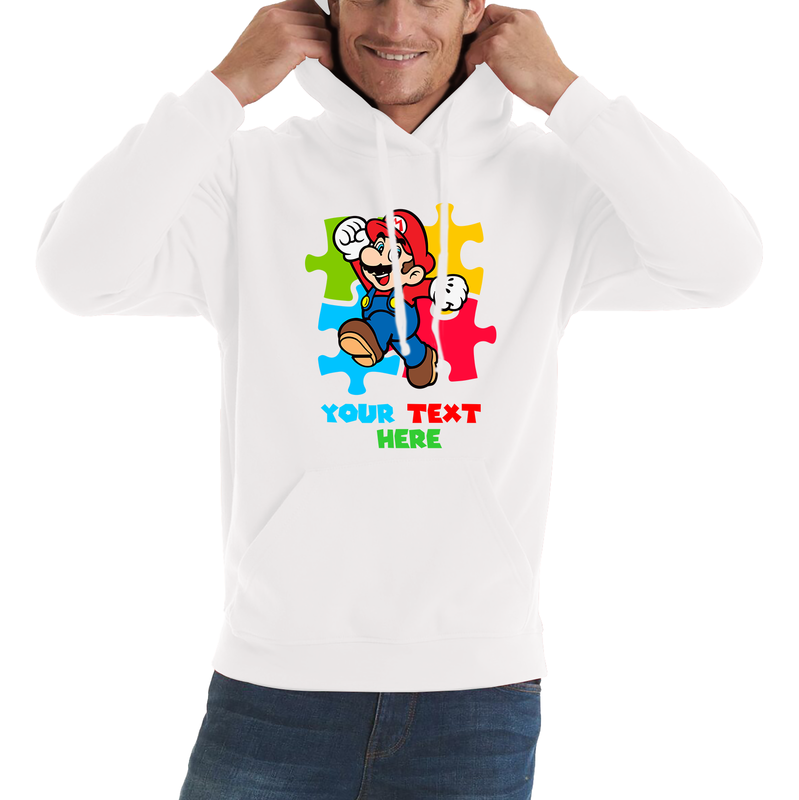 Personalised Your Name Super Mario Hoodie Funny Game Lovers Players Video Game Unisex Hoodie
