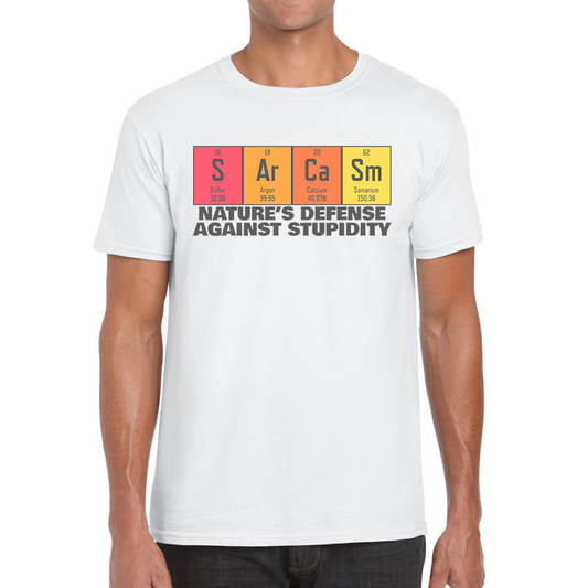 Nature's Defense Against Stupidity Sarcasm Elements Blocks Mens Tee Top