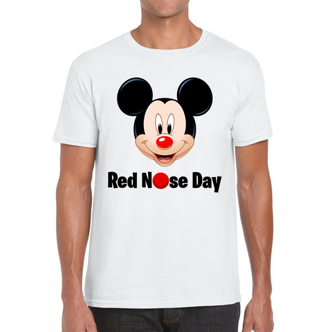 Disney Mickey Mouse Red Nose Day Adult T Shirt. 50% Goes To Charity