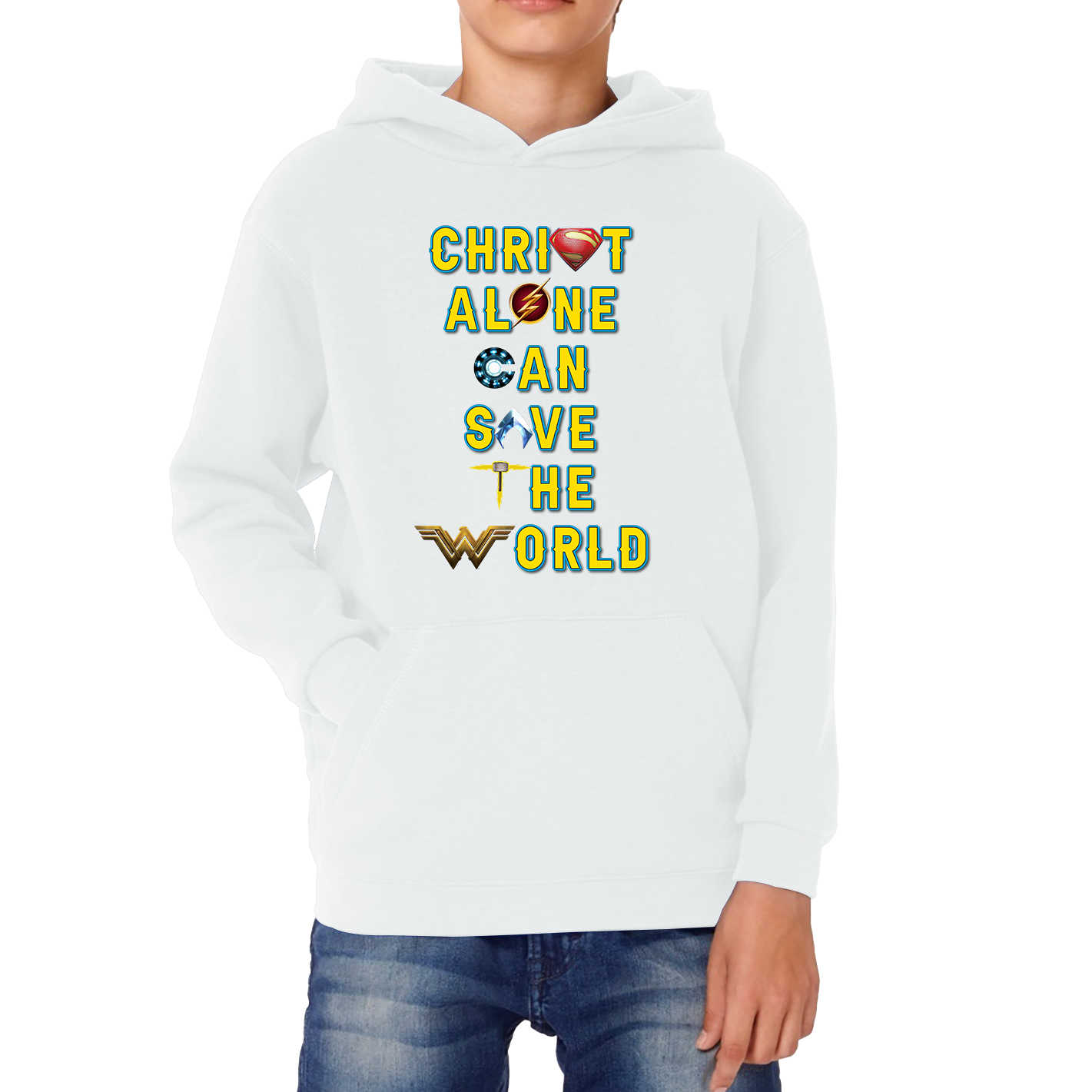 Christ Alone Can Save The World Hoodie Avengers Superheroes Marvel Gift Kids Hoodie