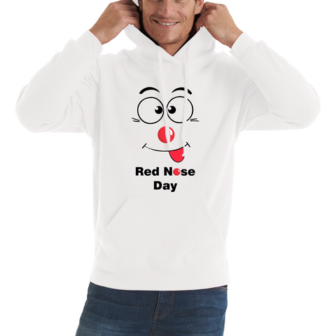 Funny Emoji Face Red Nose Day Adult Hoodie. 50% Goes To Charity