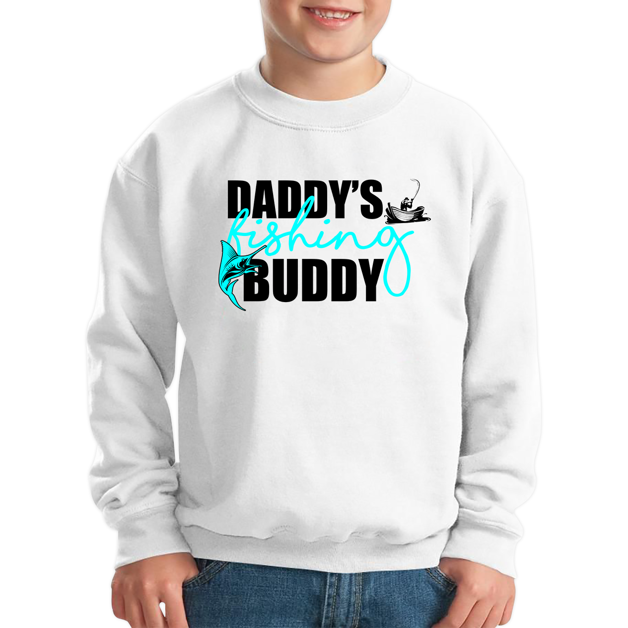 Daddy's Fishing Buddy Young Fisherman Kids Sweatshirt