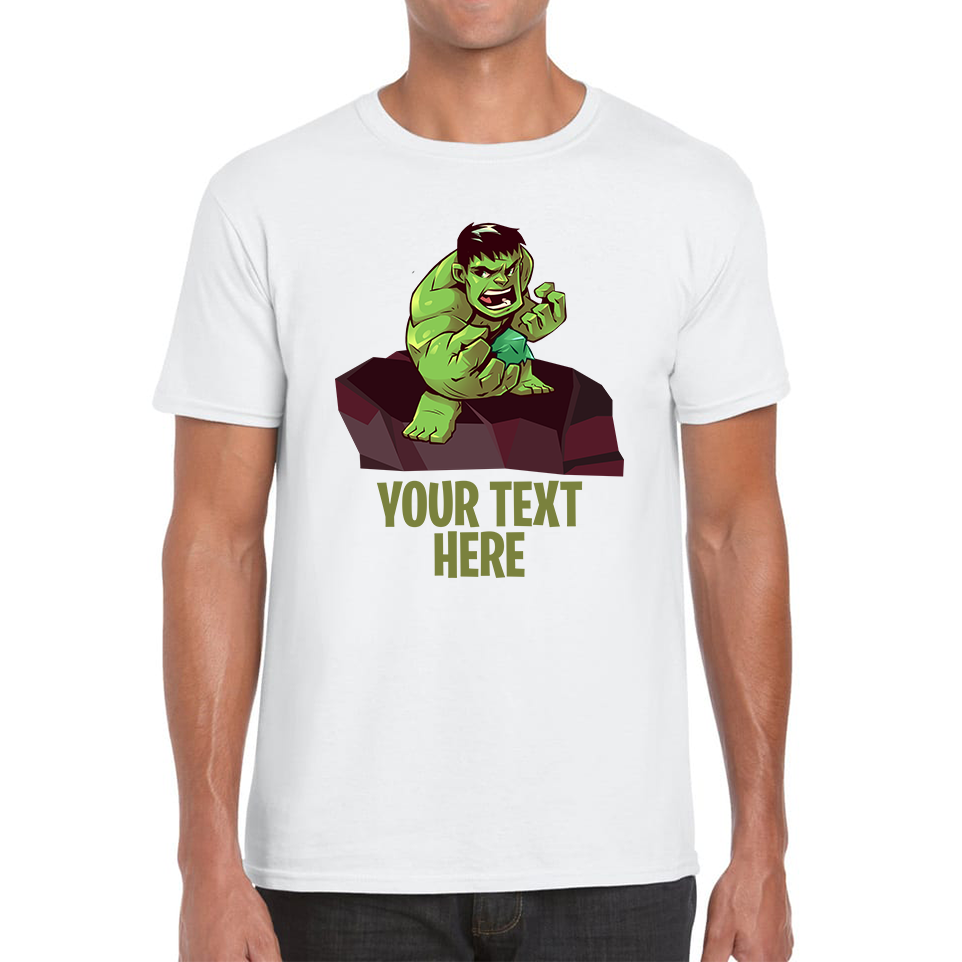 Personalised Your Text Hulk T-Shirt Comic Superhero Birthday Gift Mens Tee Top